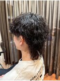 マッシュパーマアッシュブラックウルフマッシュメンズヘア