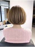 ［フラットボブ＋ハイライトベージュ＋30代＋千葉駅］