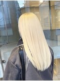 抜きっぱなしブロンドハイトーンカラーブリーチのみ初カラー金髪