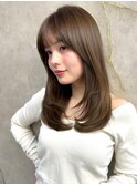くびれレイヤー/オリーブベージュ/顔周り/シースルー/大宮