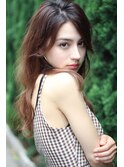 斜めバングのフェザーロングをフェミニンに♪藤沢2　透明感小顔