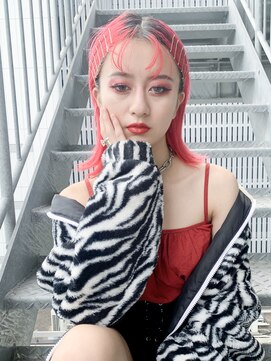 アルバム 銀座(ALBUM GINZA) 外ハネピンアレンジ_ラベンダーカラーくびれミディ_8359