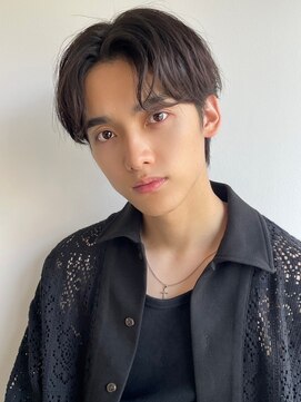 ツーダブルバイフィフス 茶屋町店(WW.. by fifth) センターパートツイストスパイラルパーマツーブロックメンズヘア