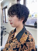 マッシュショート/マッシュパーマ/束感パーマ/暗髪グレージュ