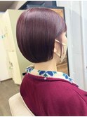 ブリーチなしダブルカラー　暖色カラー　ボブ　奈良県　田村梨乃
