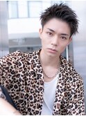 メンズスパイキーショートツーブロックダークアッシュ