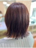ピンクべージュ大人可愛い★小顔ボブ丸みショートウルフカット