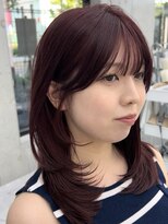 ビューブルー 亀戸錦糸町(VIEW BLUE)&nbsp;美髪カールピンクブラウンエアリーロングセミディ似合わせ前髪