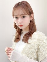 レア 表参道(L'ea)&nbsp;くびれヘアアプリコットオレンジ夏ヘアハイライトカラー