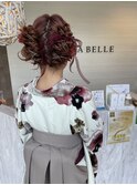 ピンクカラー×ヘアアレンジ　卒業式スタイル