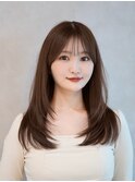 レイヤーボブ ミディアムレイヤー デジタルパーマ 前髪 小顔