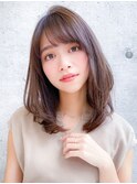 小顔カットレイヤーミディアム♪毛先パーマピンクベージュ