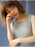 大人ボブ マロングレージュ 外はねボブ