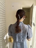 結婚式お呼ばれヘア  タイトアレンジ  編みおろし