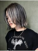 ハイライト/グレー/ボブ/ブリーチ