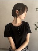 顔周り×切りっぱなしコンパクトボブ×ミルクティー【福岡博多】