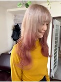 グラデーションカラー/ミルクティーベージュ/チェリーピンク