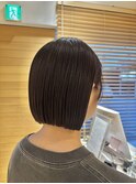 20代30代ワンレンミニボブナチュラルブラウン夏ヘア