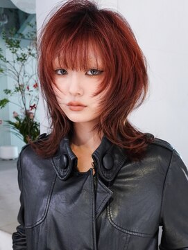 アルバム 池袋(ALBUM) くびれミディ顔周りレイヤー韓国ヘア前髪カット_F51342