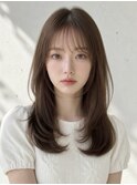 【NOA】韓国風顔周りレイヤー透け感バングミルクティーベージュ
