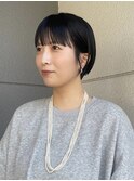 ショートボブダークブラウン暗髪夏カラーミルクブラウン