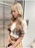 【chiaki】ホワイトベージュ裾カラーエンドカラーハイトーン