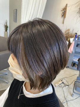 レポヘアー(Repos hair) 20代30代40代小顔ハンサムショートアッシュイヤリングカラー