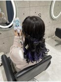 編み込みリボンハーフアップ