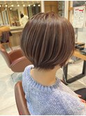 ハイライト×ボブ　白髪ぼかしハイライト
