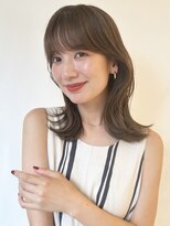 ラボヌールヘアー シェリ 久喜店(La Bonheur hair cheri) 大人可愛いくびれミディ20代30代40代ラテカラー流し前髪