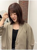 暖色/ミディアム/顔まわりレイヤー/天神美容室
