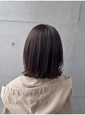 小顔外ハネレイヤーボブスタイルナチュラル艶髪ダークブラウン