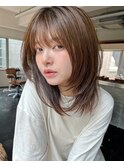 ミントカラー　透明感カラー　ミディアムレイヤー