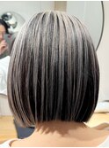 バレイヤージュ×白髪ぼかし×ボブ