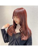 ワインレット　赤髪　レイヤーカット　顔周りカット　YUKI