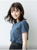小顔ボブミディアムオリーブ20代30代40代くびれミディ韓国ヘア