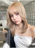 渋谷ミルクティーベージュハイトーンカラーヘーゼルベージュ30代