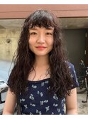 ロングパーマくるくるパーマスパイラルパーマ前髪パーマ