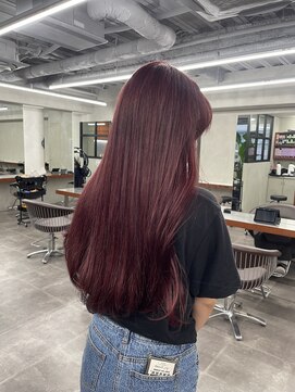 ニコ トウキョウ 渋谷(nico TOKYO) ダブルカラーチェリーレッドピンクブラウン韓国レイヤーロング