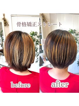 骨格矯正ストレート　シャギーショート　