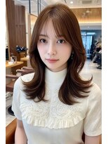 ケシキ 表参道 原宿(kesiki.)&nbsp;ミディアムレイヤー顔周りレイヤーハッシュカット韓国へア