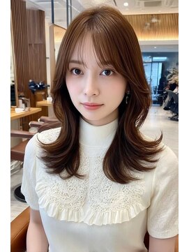 ケシキ 表参道 原宿(kesiki.) ミディアムレイヤー顔周りレイヤーハッシュカット韓国へア