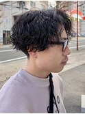 波巻きスパイラル/センターパート/メンズパーマ