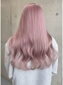 コーラルピンクベージュ ホワイトピンク ロングレイヤー 韓国