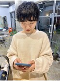 ランダムパーマのマッシュショート