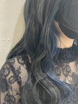 ヘアデザイン マノス(hair design mano's) イヤリングカラー/blue black × blue/ブルーグレージュ/暗髪