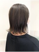 白髪ぼかしハイライト/若見え/ミディアムボブ/そとはね