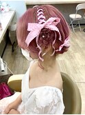 *レースアップとお花のアップヘア*