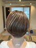 【魅せるグレイカラー】前髪cut+脱白髪染め全体染め+Hiライト+ダメージ毛用Tr