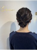 アップスタイル　結婚式ヘアセット　シニヨン　ボブアップ